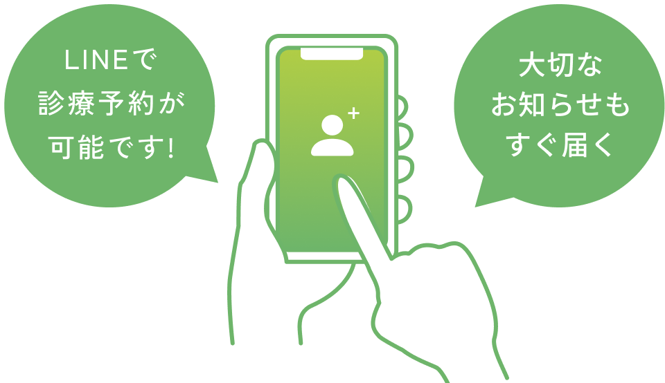 LINEで診療予約が可能です！大切なお知らせもすぐ届く